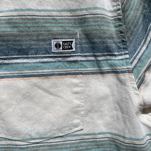 Men's Salty Crew Shirt Multicolor Button-Down L Pocket Beach Outdoor Striped - Picture 3 of 11